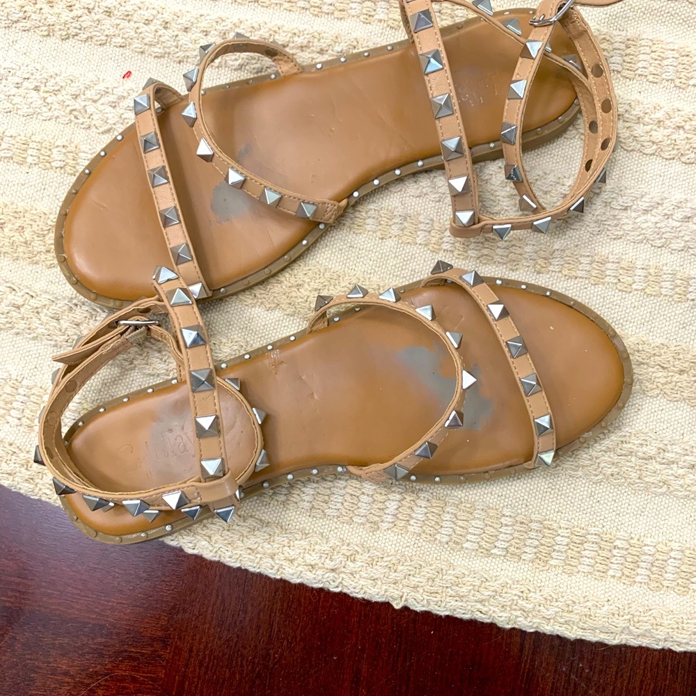 Sophia Taylor Studded Sandals - Nude/Silver